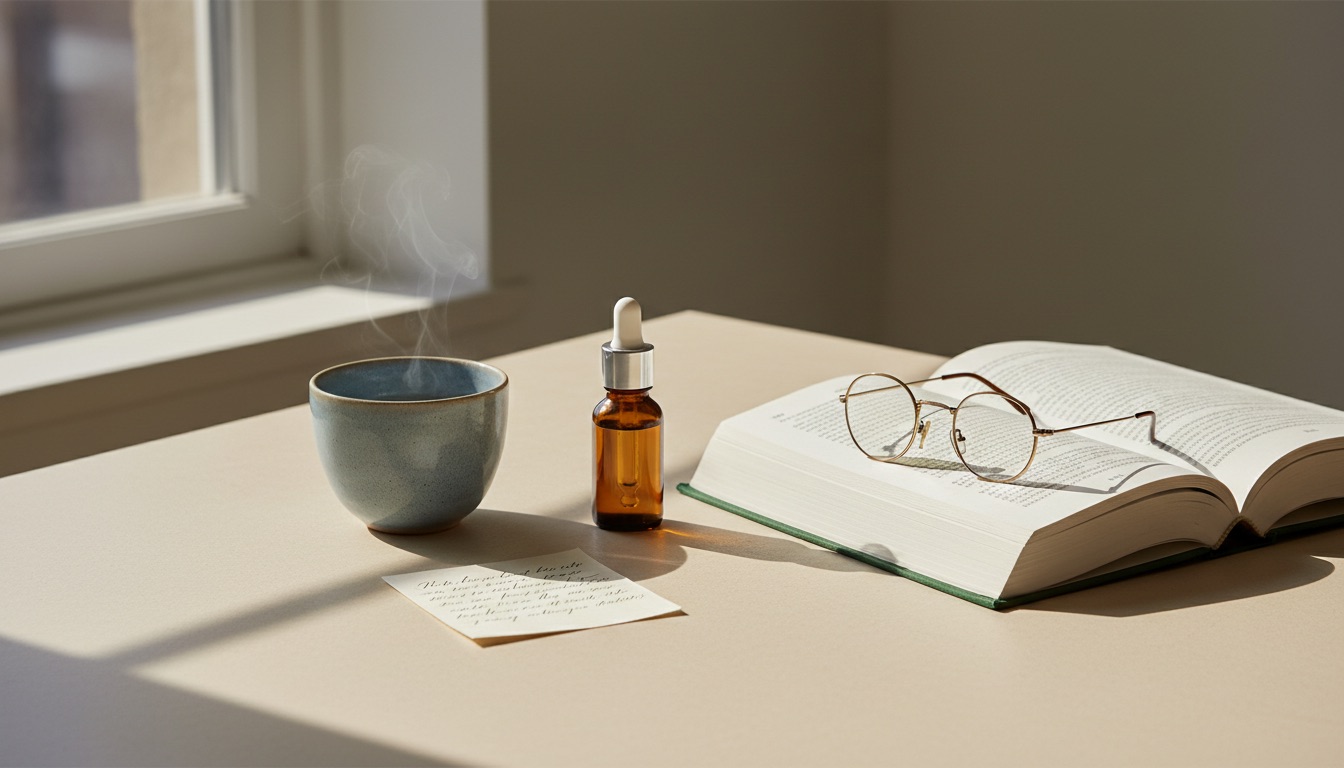 The same dropper bottle you ship home. Stored cool, used at the same time each evening.
